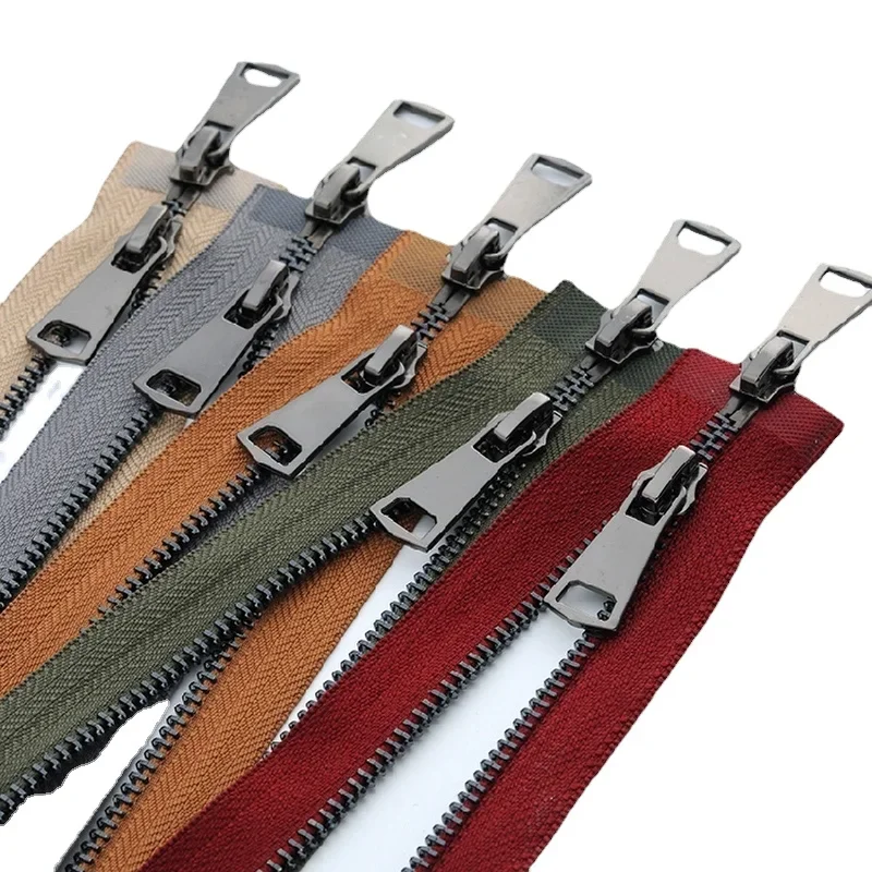 

5# 50 To 120cm Metal Zipper Copper Double Open 2-way Black Off White Army Green Grey Red Leather Jacket Tailor Sewing Accessory