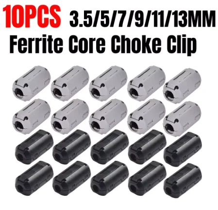 10Pcs TDK 3.5/5/7/9/11/13mm Ferrite Core Noise Suppressor Filter Ring Cable Clamp RFI EMI Audio/Video Cables Power Cord For Cable Clamp Cable Filter Cable Noise Suppressor