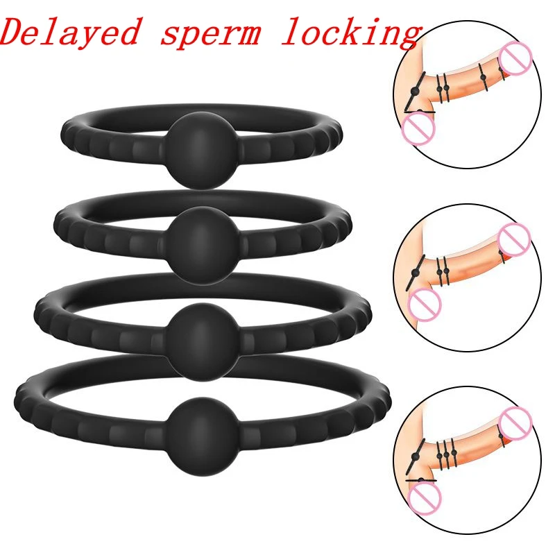 Silicone  Ring Ejaculation Delay  Rings Dick Erection ring Male Chastity Adult Sex Toys For Men Lock Sperm Tra_voghion.com