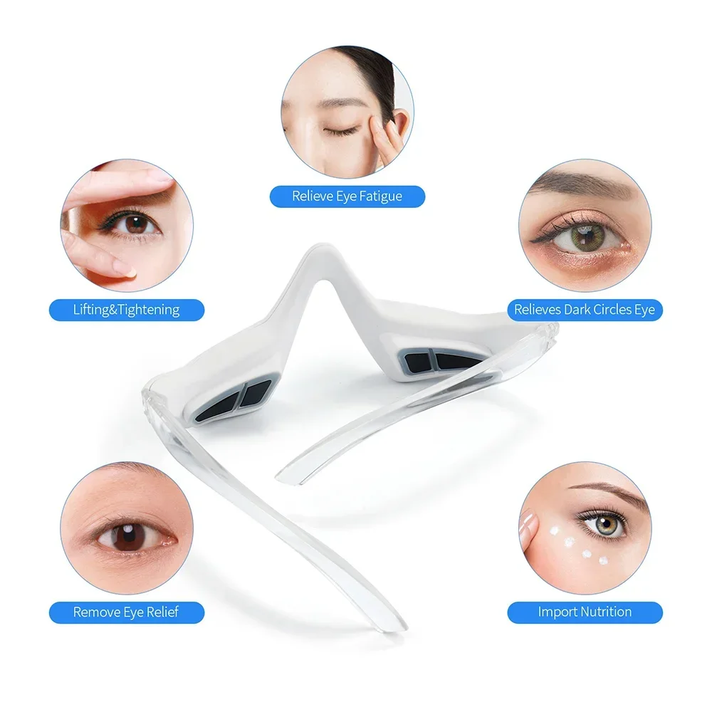3D EMS Micro-Current Eye Massager Smart Red Light Heating Therapy Eye Massager Fatigue Relief Wrinkle Eye Dark Circle Removal