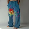 Comfortable drawstring loose men's casual pants personalized pattern printing fashionable simple men's straight pants loose casu 2