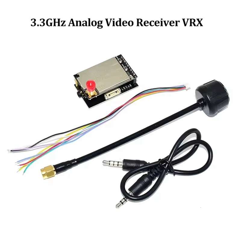 Récepteur vidéo FPV 3.3Ghz AAAEL-3.3G VRX installé sur un drone de course RC, montrant les branchements.