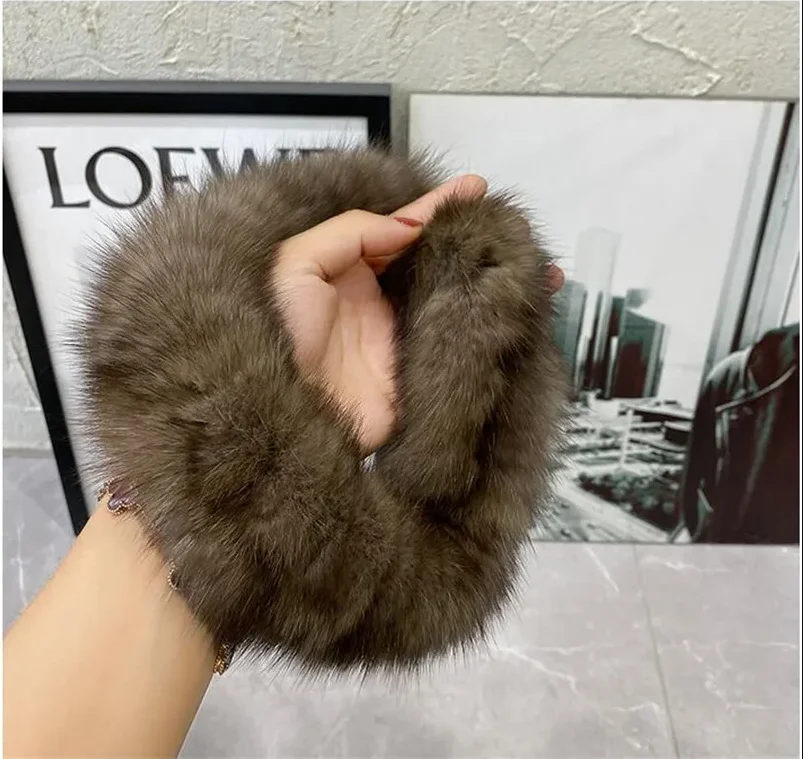 Echtes Zobel-Fell Stirnband Flauschiger Nackenwärmer Herbst Winter Damen Kragen Gemütliches Accessoire für Frauen – Detail 8