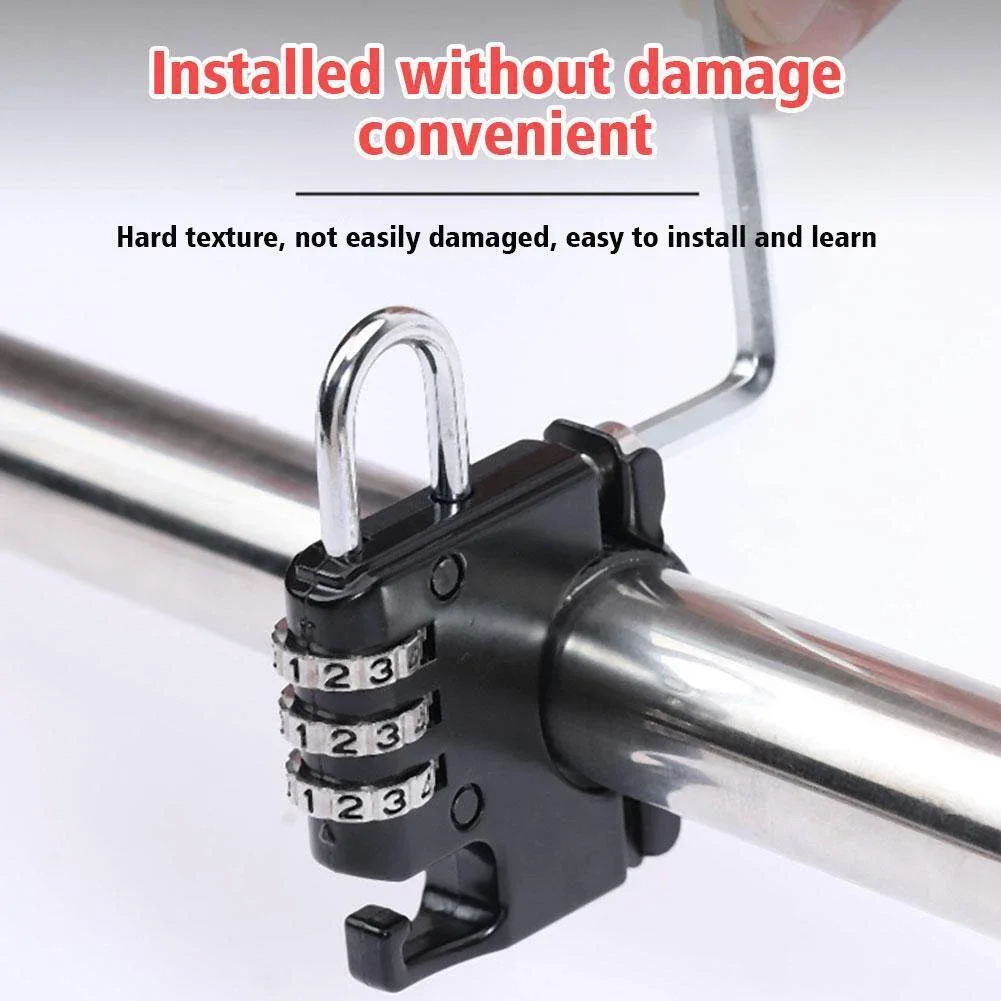 Motorcycle Car Car Helmet Lock Combination Lock 3 Digits Password 72mm X 48mm Aluminum Alloy Black Gasket Wrench helmet lock