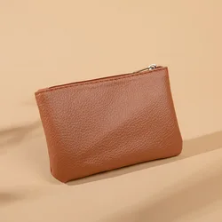 Elegant PU Leather Coin Purse with Retro Litchi Pattern - Zippered Mini Wallet and Card Holder (Light brown)