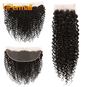 Image for Upermall Kinky Curly 4x4 Lace Closure Pre Plucked  