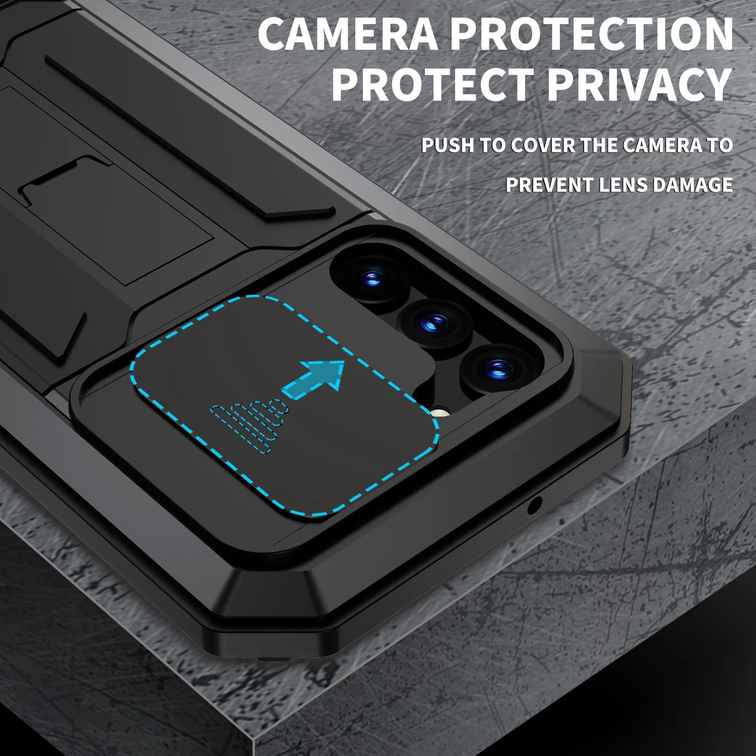 Rugged Armor Shockproof Protective Case with Kickstand - Aluminum Metal Cover