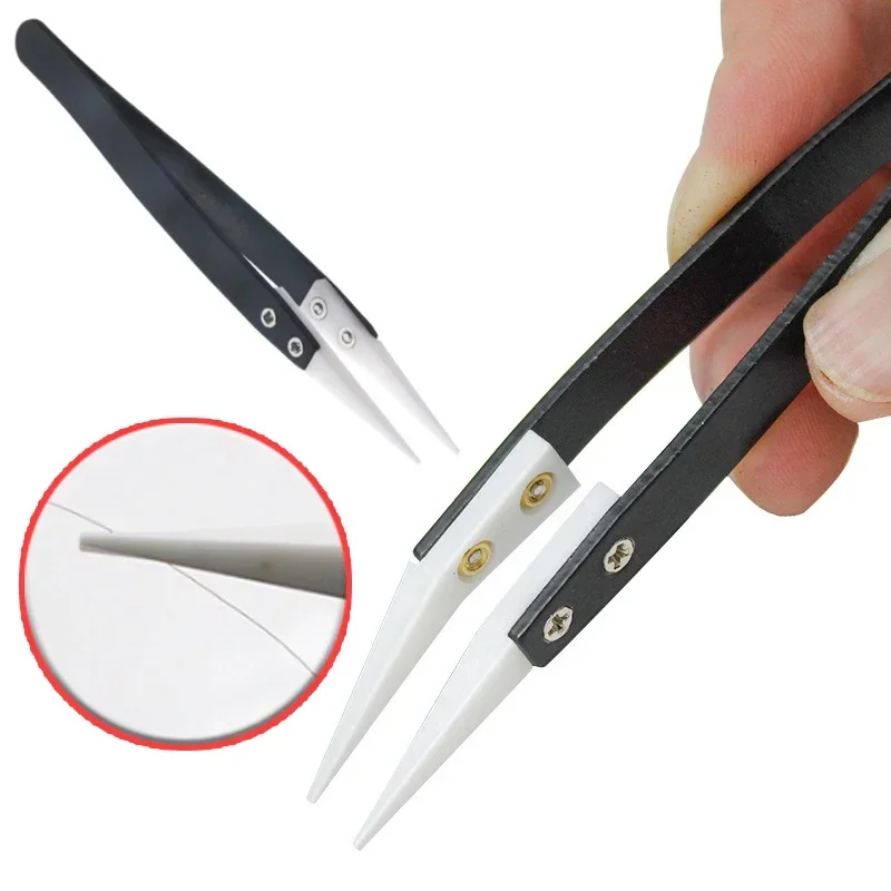 Ceramic Tweezers Anti-static High Temperature Resistant Corrosion Resistant Insulation Maintenance Clip Handmade DIY Tweezers tweezer tool esd anti static tweezers ceramic tweezers