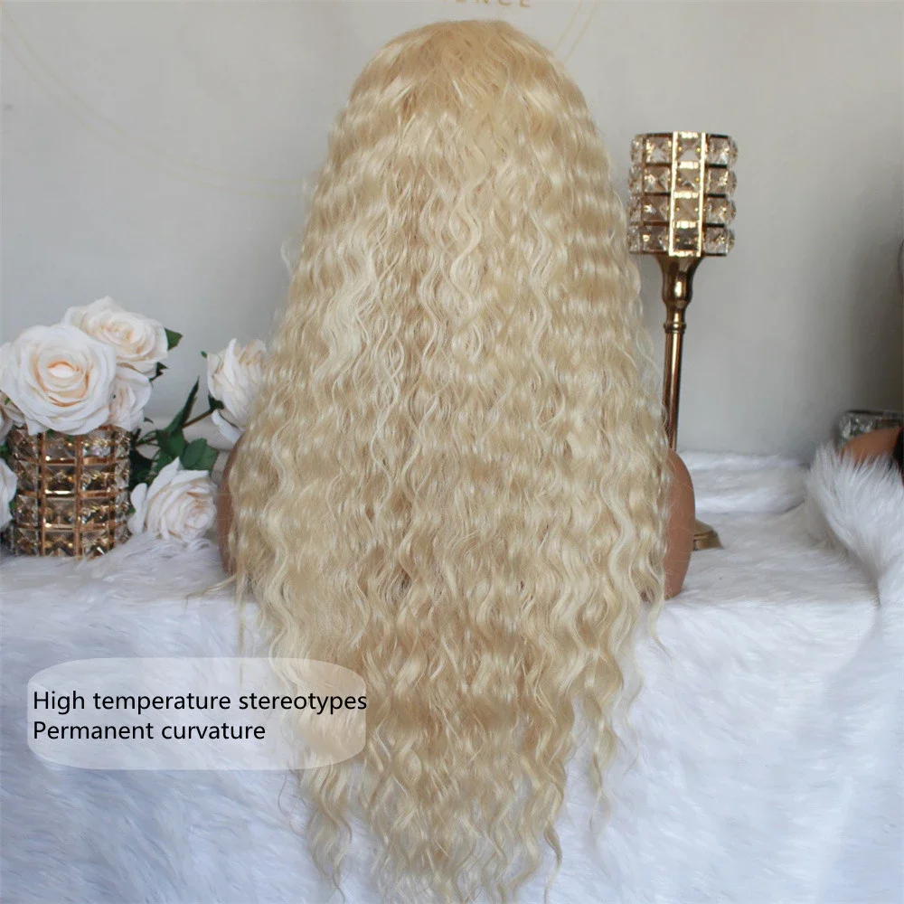 13X4 Kinky Curly Lace Wigs Synthetic Wig 180% Density Natural Black Soft Long Glueless High Temperature With Baby Hair For Women