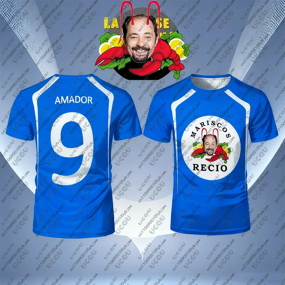 2026 남성 어린이 남아 통기성 유머 축구 유니폼 상의 성인 해산물 새우 홈 선물 축구 스포츠 M-Mariscos R-Recio 9