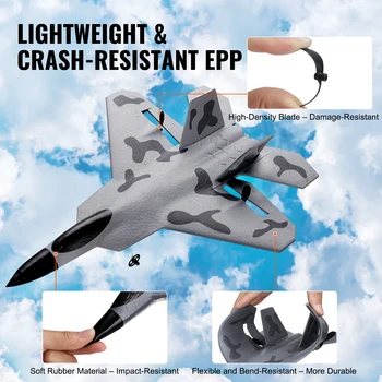 VEVOR F-22 RC Plane 2.4G Aircraft Remote Control Flying Glider Airplane with 6-Axis Stabilizer EPP Foam Toys for Children Gifts 6