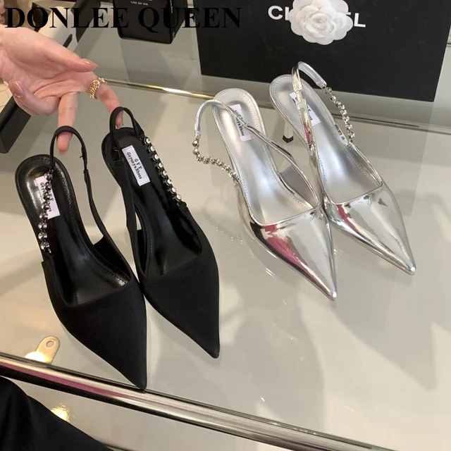 Amazon.com | Elisabet Tang High Heels, Womens Pointed Toe Slip on Stilettos  Party Wedding Pumps Basic Shoes Black 6 | Pumps