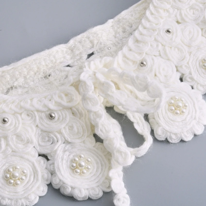 

Women False Collar White Wool Thread Pearl Collar Women Girl Detachable Clothes