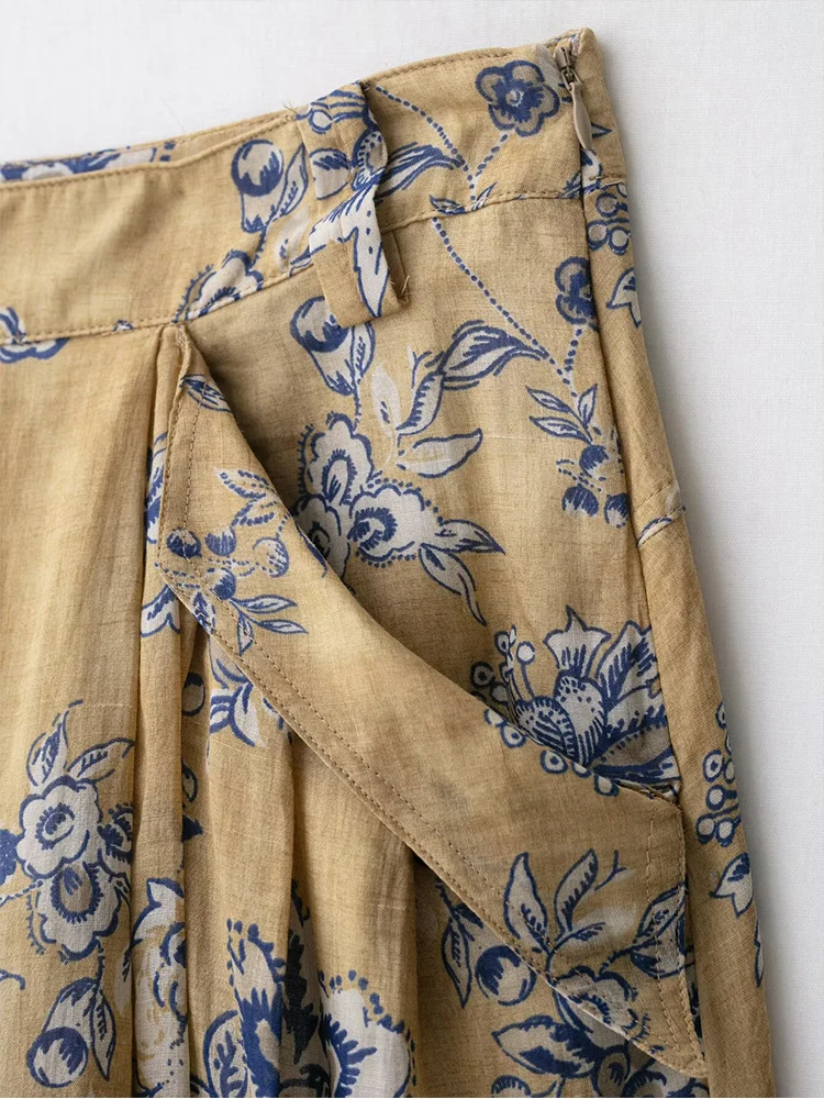 Chic Elegant Printed Long Skirts For Women Fashion 2025 New Floral Vintage Midi Skirt High Street Casual Holiday Skirts