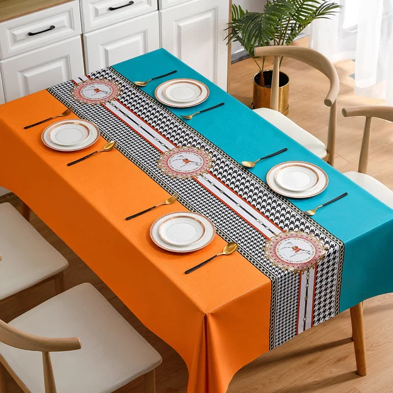Description Picture 6 of itemstriped fashionable square tablecloth dining table cloth GREY