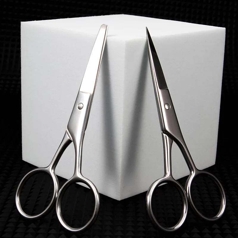 Stainless Steel Round Head Nose Hair Scissors Makeup Eyebrows