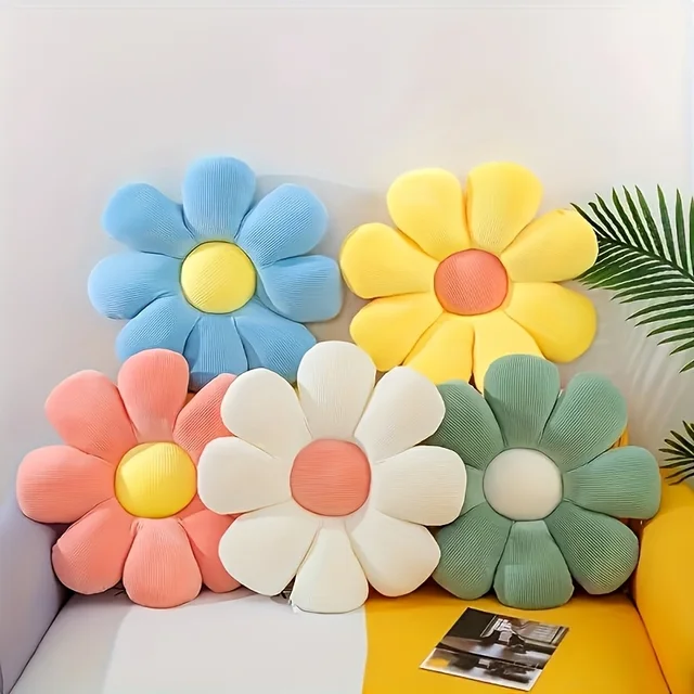 Coussin de canapé en peluche à fleurs, coussin marguerite Super doux, coussin en peluche confortable, coussin à fleurs à huit pétales, pour canapé de maison, cadeau 2