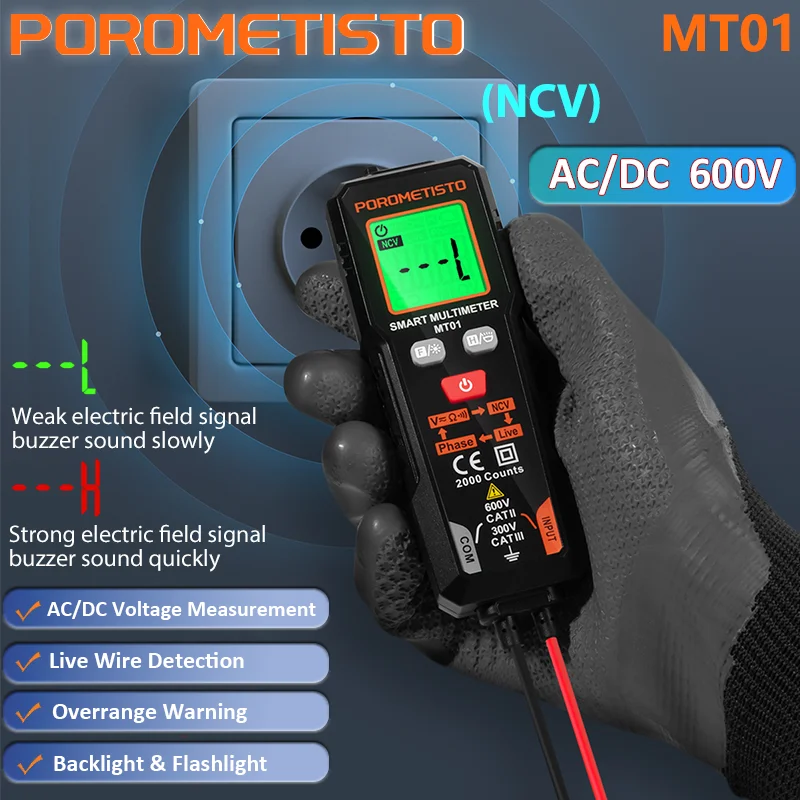 Multimètre numérique MT01 2000 points TRMS - Testeur électrique auto