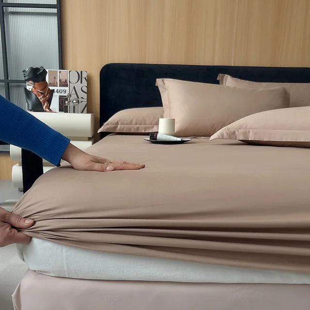 Drap de lit une pièce en coton, housse de coussin simple et double, anti-poussière et respirante, housse de matelas adaptée à toutes les saisons 3