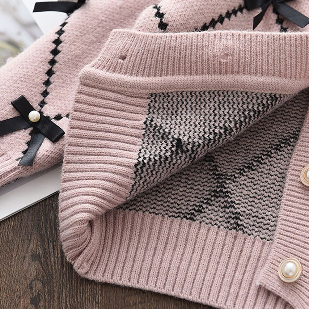 Girls Clothing Set Melario Girls Clothes Sets Cardigan Winter Bow Baby Sweatshirt + Pants 2pcs Set Children Knitting Tops Kids Outfits Xmas 2-6Year kids clothing set girls clothing set