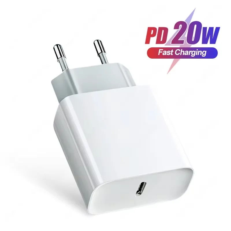 Universal 20W USB-C PD Fast Wall Charger with Box - EU/US Adapter