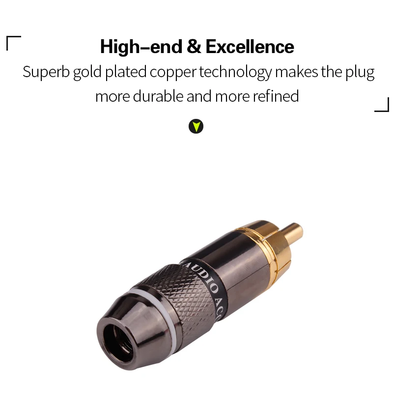 Yytcg-rca Conectores de Áudio Conector Banhado a Ouro Lotus Head Video Support Cabo de mm Rca Macho Plug Adaptador Cabos Hifi Pcs - Image 3