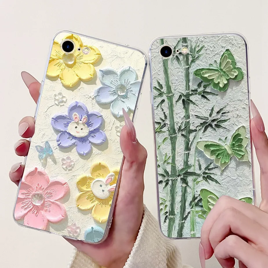 Cute Cat Painted Clear Silicone Soft Slim Phone Case