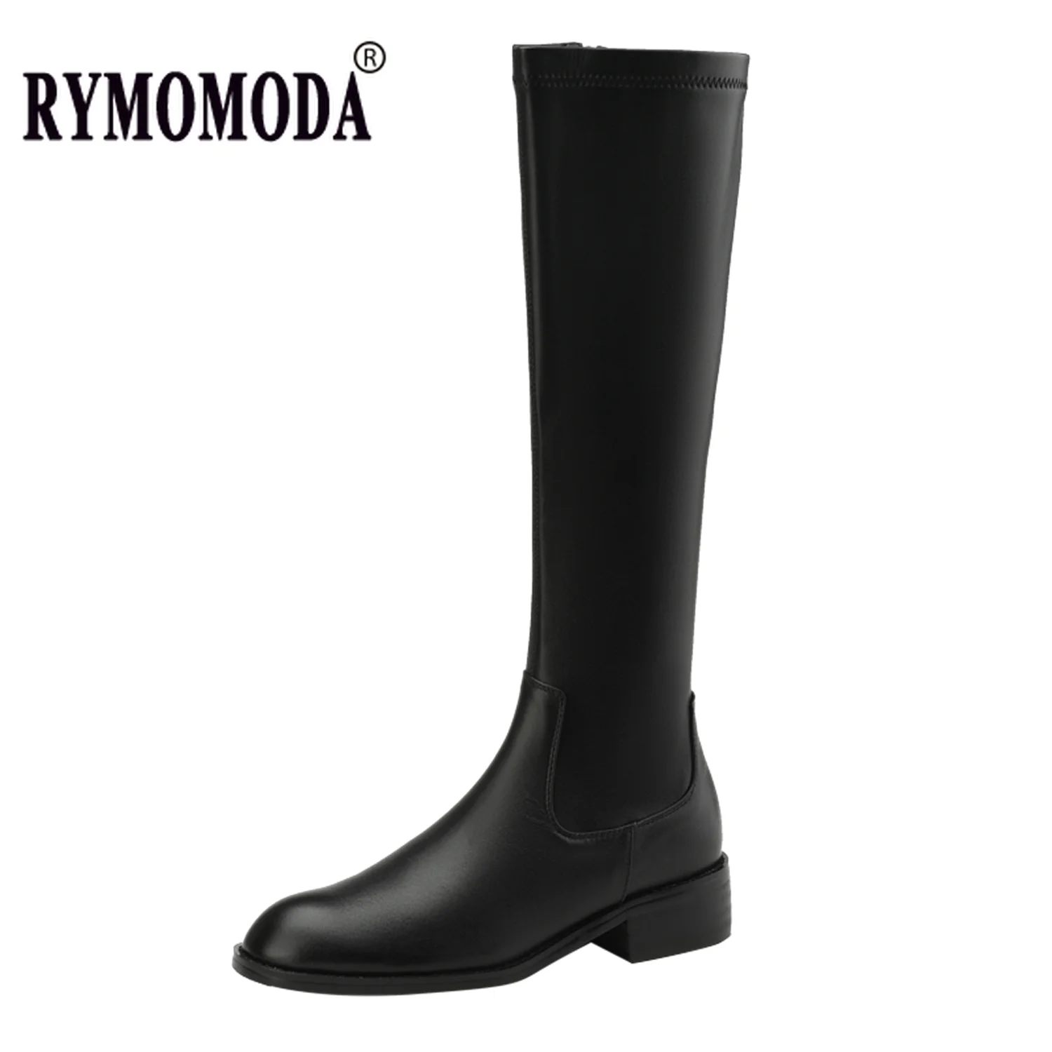 WomenKneeHighBoots2023LuxuryCowGenuineLeatherBrownBlackZIP