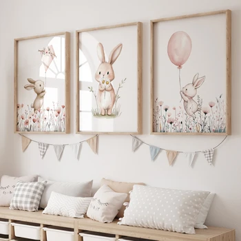 Bunny Kite Canvas Wall Art 1