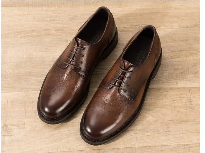 

England Style winter Retro Goodyear casual shoes Round toes cow leather Lace up Men's shoes Fashion classics Men shoes