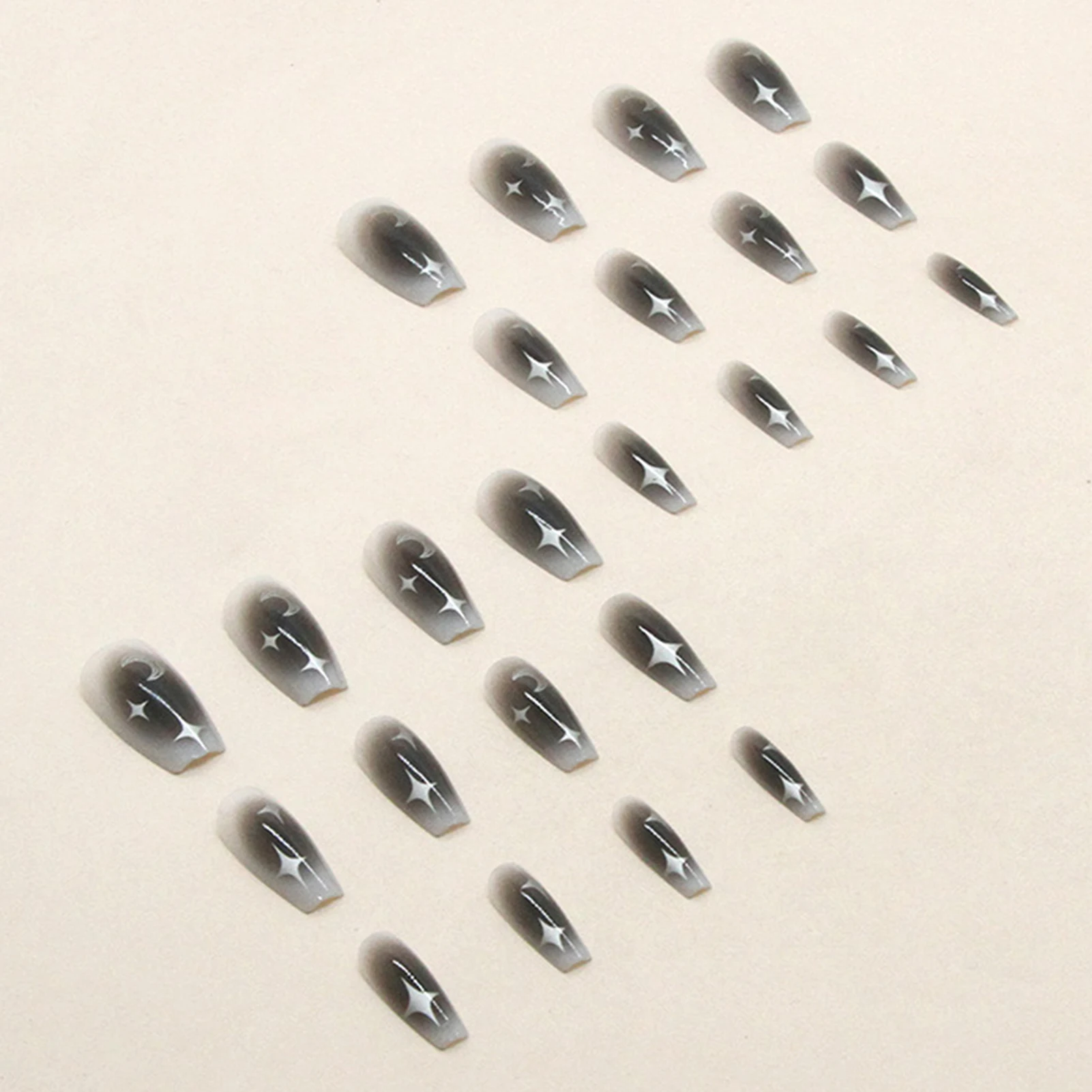 Y2k Black Gradient Press On Nails Long Ballet Reusable Nail Art Set_voghion.com