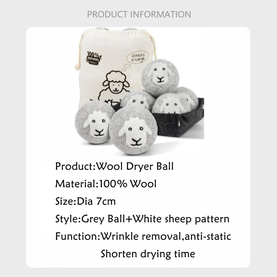 7cm Sheep Fleece Dry Kit Ball Reusable Wool Dryer Balls Softener Laundry Washing Machine Accessories laundry ball