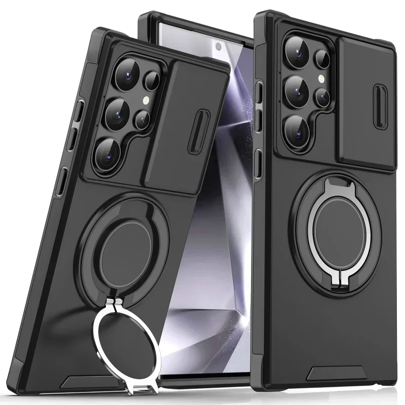 Slide Camera Protect Magnetic Holder Armor Shockproof Phone Case