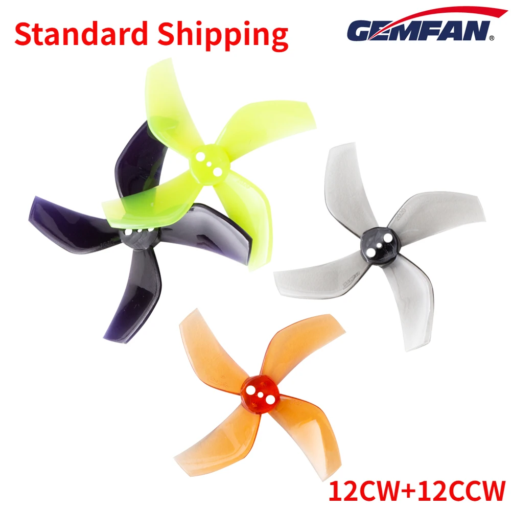 

12 пар (12CW + 12CCW) Gemfan D51 51 51 мм 2020 2x2x4 4 лопасти PC Propeller 1,5 мм для радиоуправляемых FPV Фристайл 2 дюйма Cinewhoop Ducted Drones