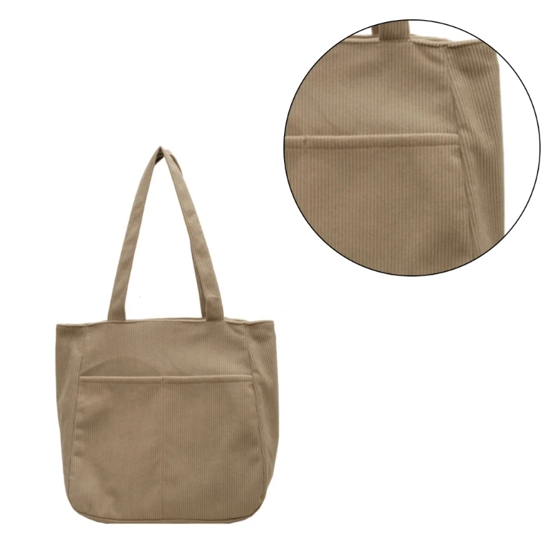 Fashionable Corduroy Handbag with Closure Stylish Shoulder Bag for Women Suitable for Work School and Travel E74B