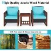 3 Pieces Patio Wicker Furniture Set, Rattan Outdoor Sofa Set w/Washable Cushion & Acacia Wood Coffee Table, Conversatio 6