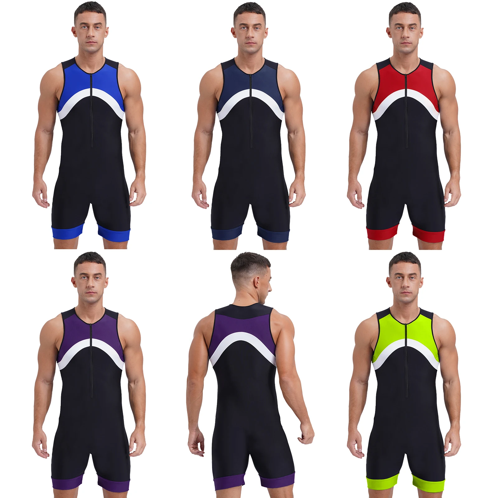 iEFiEL Mens One Piece Swimsuit Swim Jumpsuit Shorty Wetsuit Bathing Suit Athletic Spandex Leotard Beachwear Swimwear UPF 50+ - Image 6
