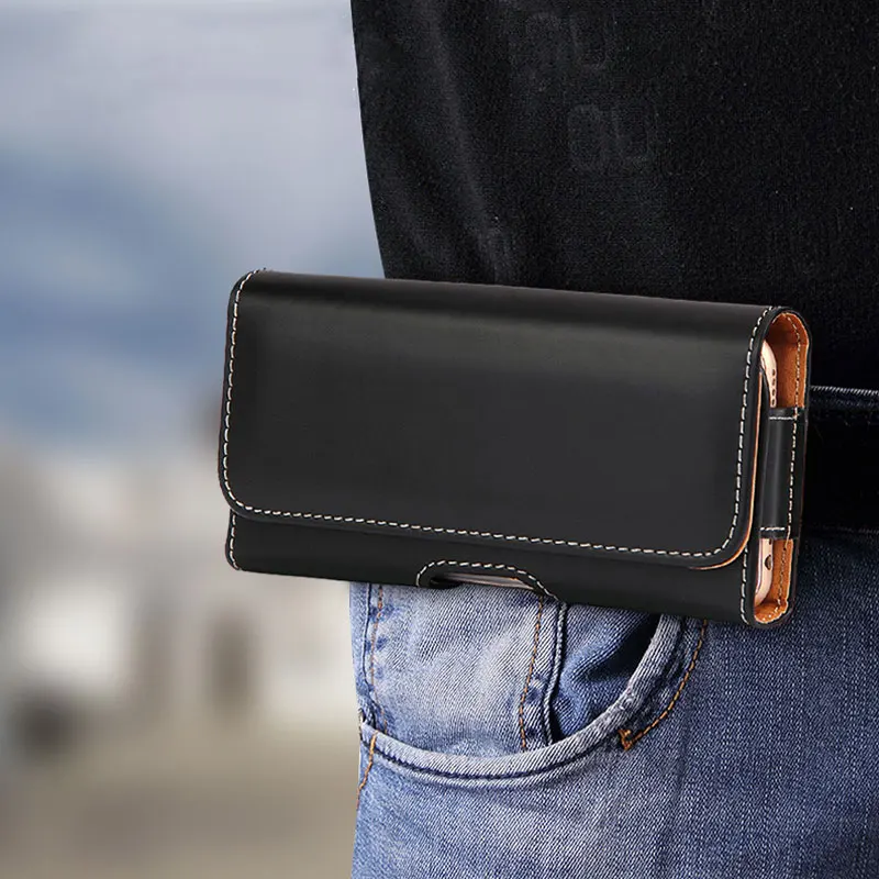 Universal Leather Cell Phone Belt Clip Holster Pouch