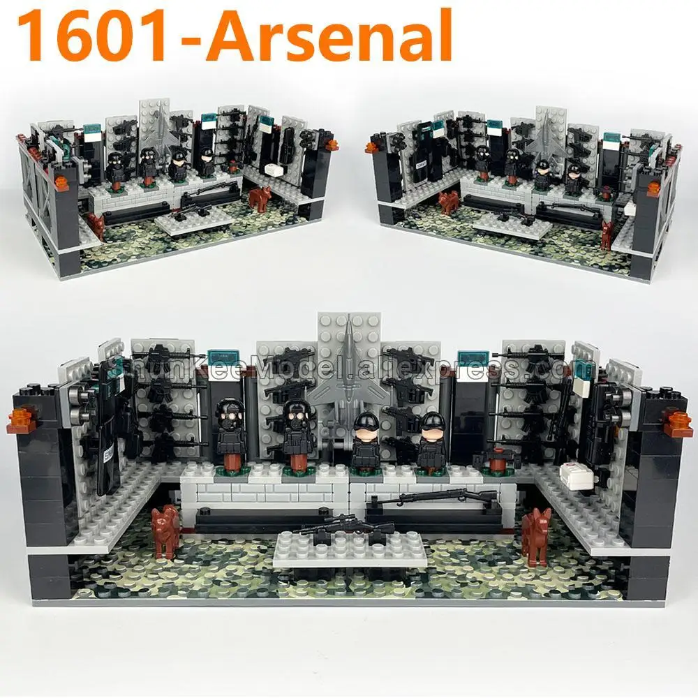 Moc Military Arma Pack Bag Dark Machine Gun Mega Model Building Blocks Toy Set Lot Mini Action Figures Assemable Bricks Police