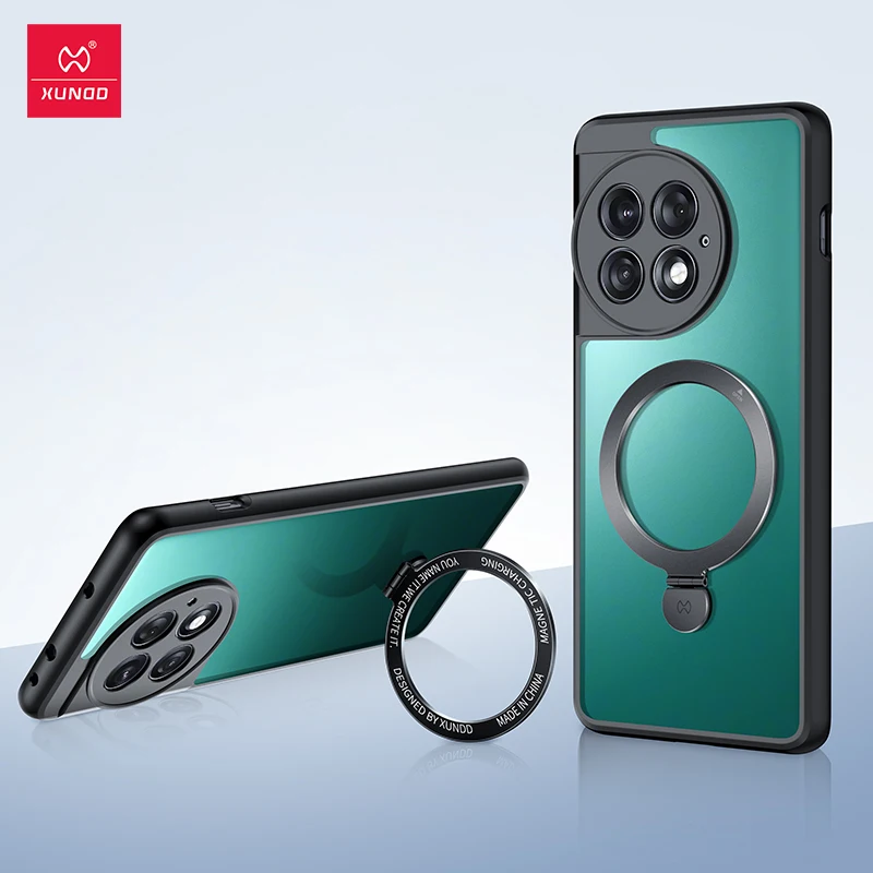 Xundd For OnePlus ACE 2 Pro ACE2 Magnetic Holder Case,Aribags Shockproof Shell,Camera Protction PC+TPU Back Transparent Cover