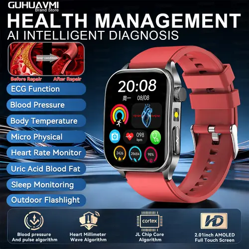 2026 New 650nm Laser Therapy Health Smartwatch Men ECG Blood Pressure Lipid Uric Acid Bluetooth Call Smart Watch For Android IOS - Image 18