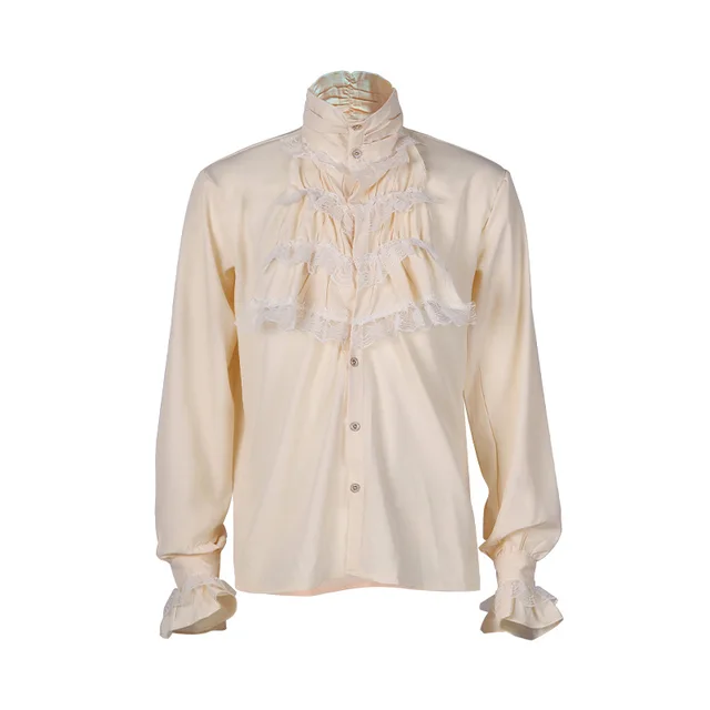 Chemise De Pirate Steampunk Victorien à Manches Longues Pour Homme - Costume D'Halloween - Coupe Ajustée - Haut De Danse Disco - Costume De Fête - Costume D'Halloween / Cosplay, Rouge, XL