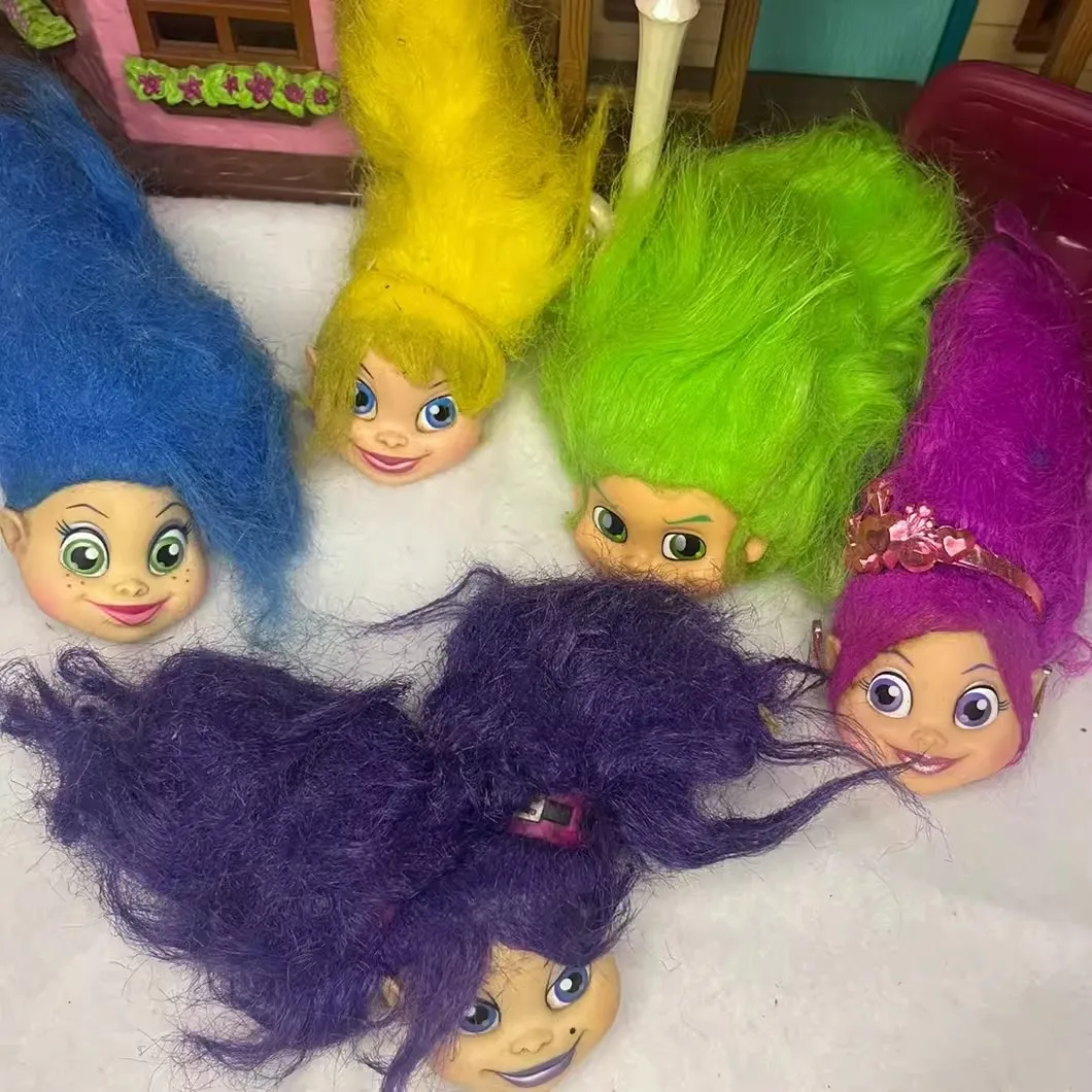 흩어진 에나멜 손바닥 인형, 머리카락 트롤 2001 골동품 인형, 결함이 있음