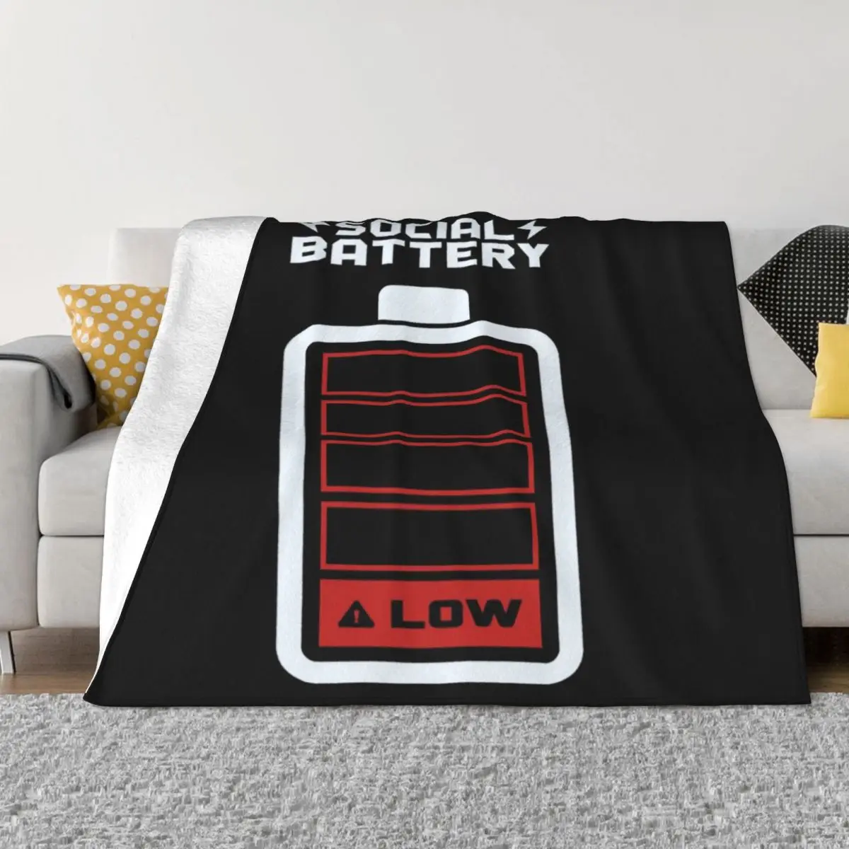 

Social Battery LOW Soft Micro Fleece Blanket Trendy Warm For Camping Multi Styles