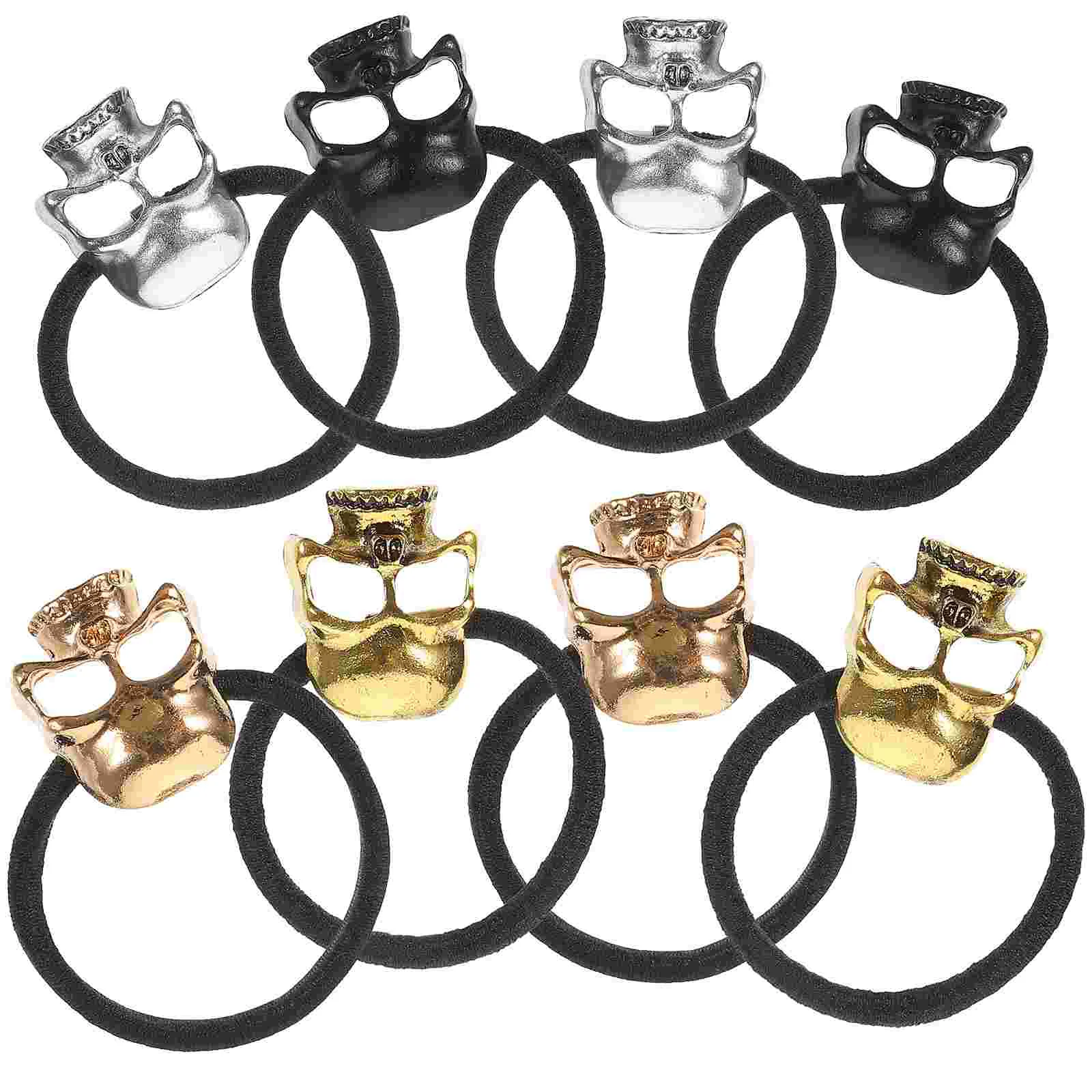 

8pcs Punk Skull Hair Ties Vintage Elastic Hair Bands for Woman Girl