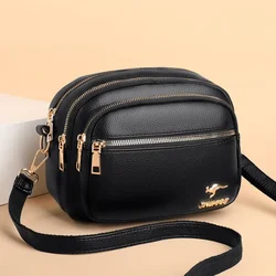 Premium Soft Leather Women's Shoulder Bag - Elegant Multi-Pocket Wear-Resistant Handbag - 23x17x11cm (Black)