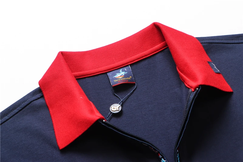 TACE&SHARK Solid Color Embroidery Polo Shirt Summer Fashion Men Business Shark Polos Tops Mens Casual Dark Blue White Clothing 14 S3affba1995084d9f935c0c6cb7d9950da