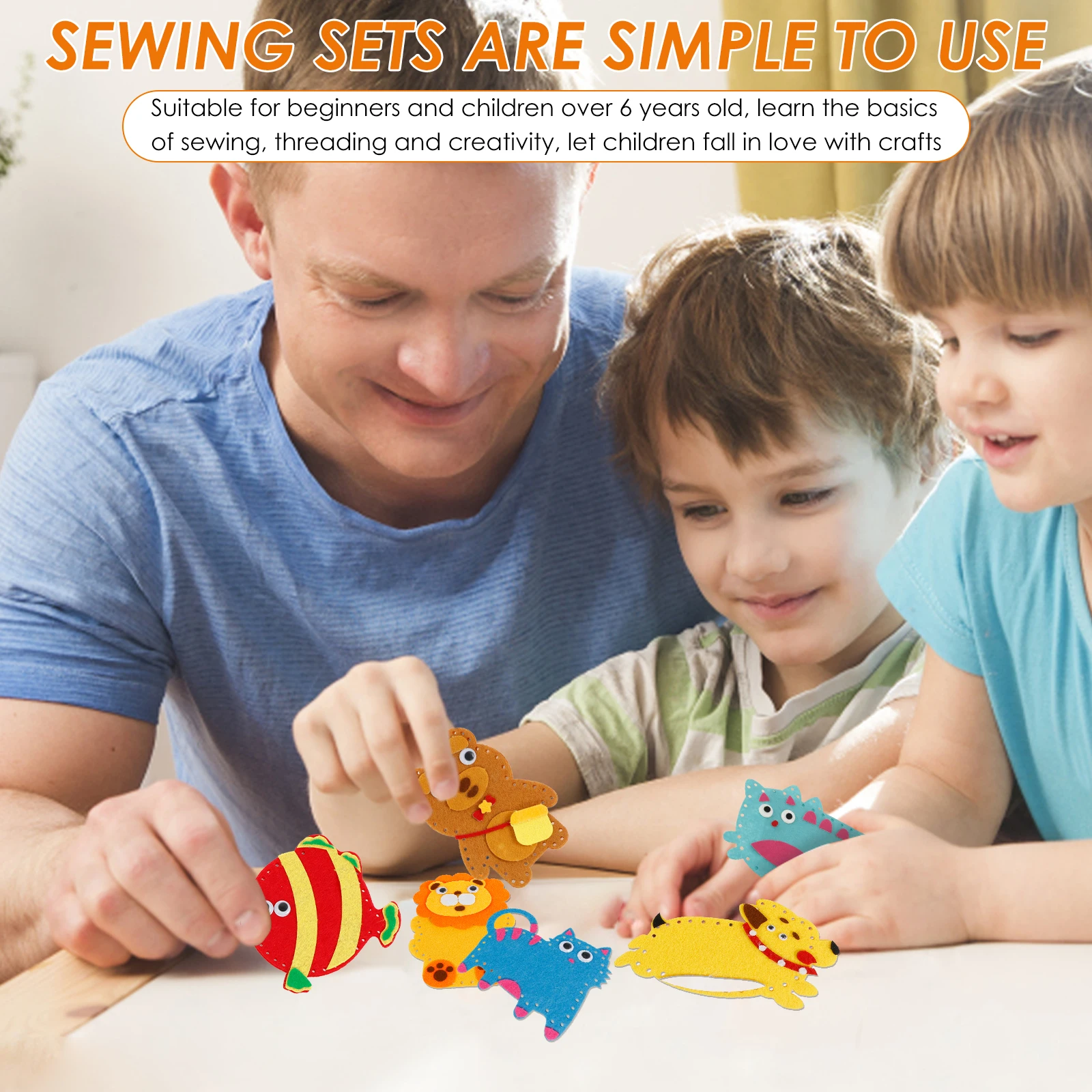 Kids Sewing Kit Felt Animal DIY Craft Sewing Kit Make Your Own Felt Animal for Kids Beginner Educational Set Girl Art Toy