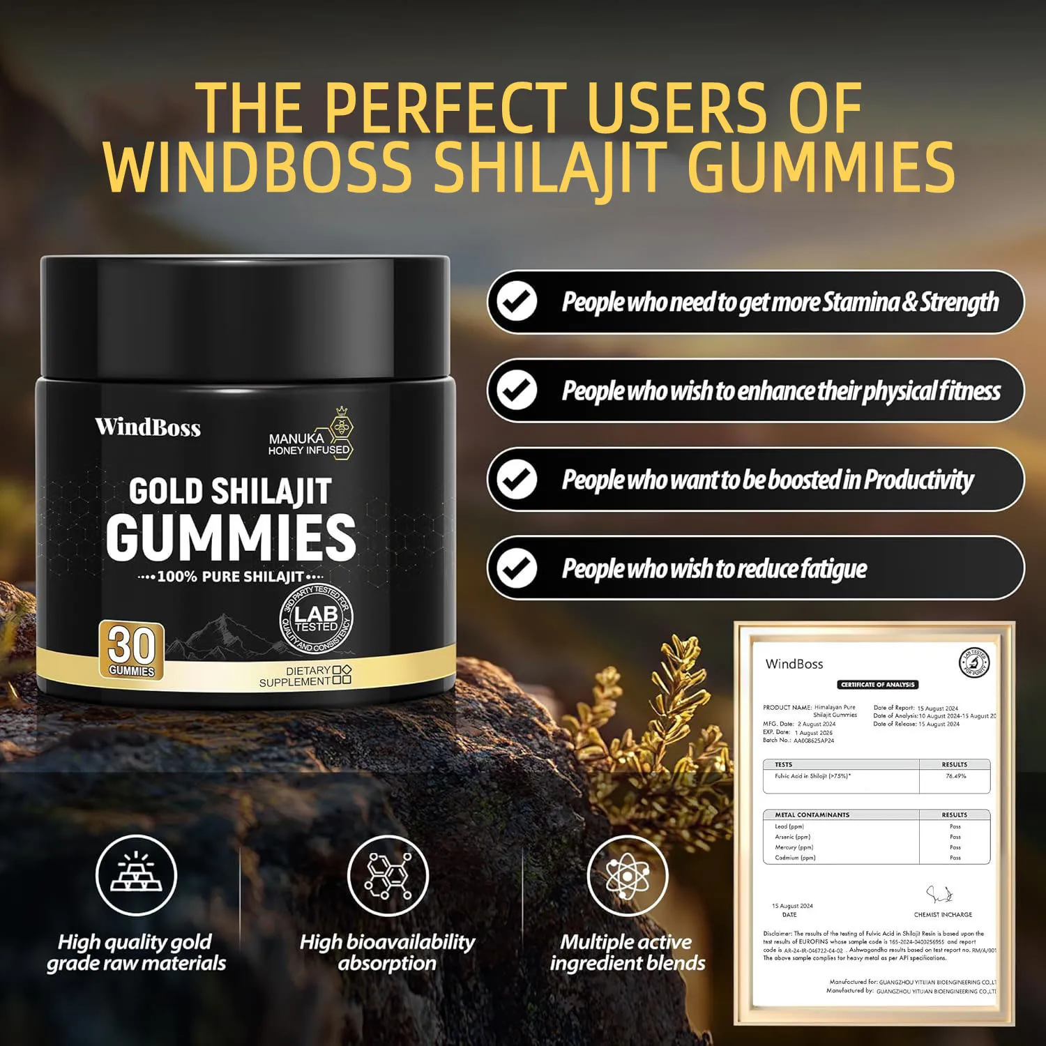 Shilajit Supplement 1 bottle of Himalayan Shilajit Gummies To Supplement Nutrition And Improve Cardiovascular Health