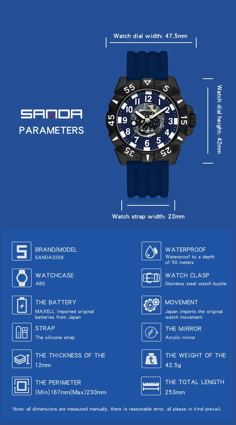 SANDA 2023 Top Luxury Sport Men Quartz Watch Casual Style Military Watches Men 50M Waterproof Male Clock relogio masculino 3209